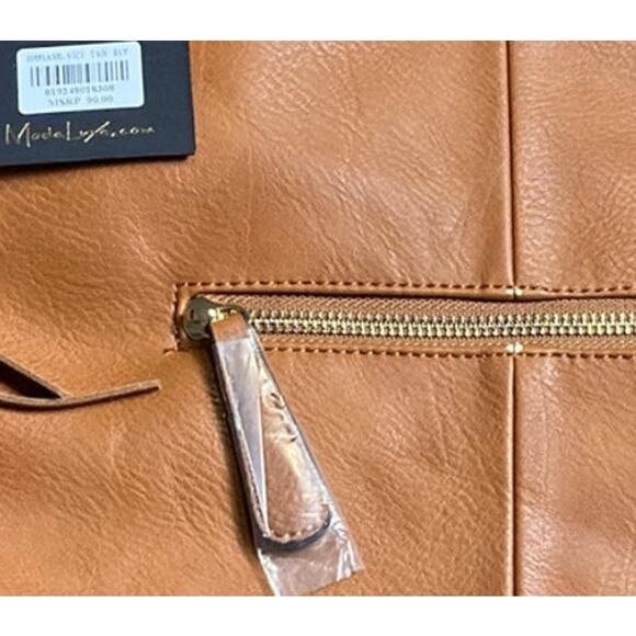 NEW Moda Luxe Brown Large Hobo Crossbody Hand Bag Purse Fringe Leather Polyure - Picture 13 of 13